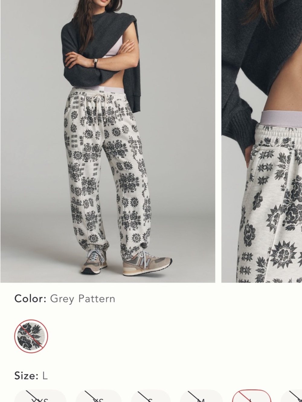 Anthropologie NWT Daily Practice Super Star Gray Printed Balloon Joggers - Picture 3 of 4